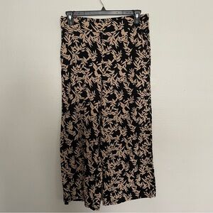 Rachel Zoe Wide Leg Pants Size XL Black And Tan Tropical Leaves Pants W/ Pockets
